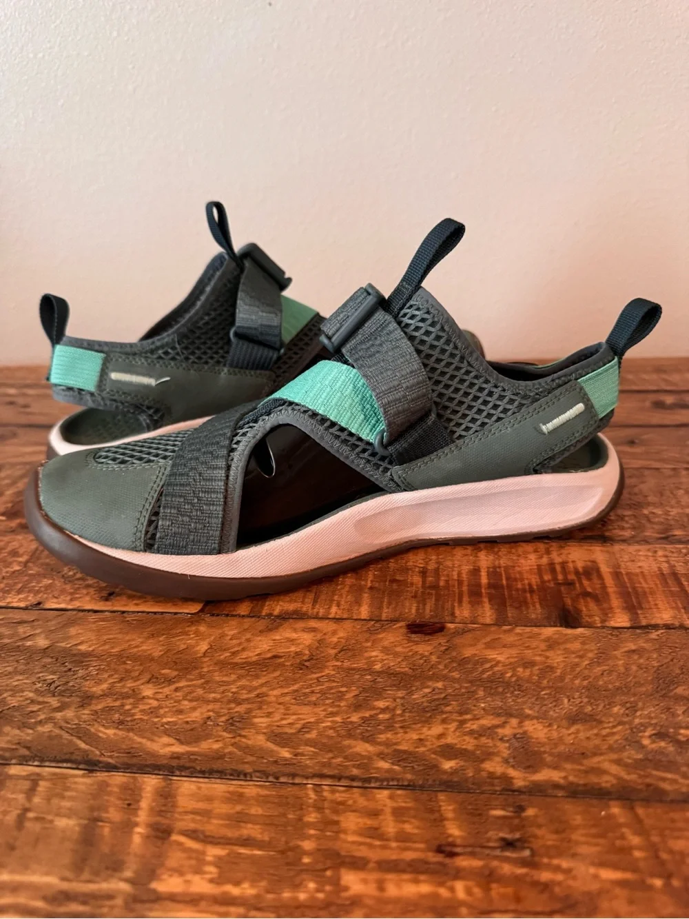 Chaco Men's Odyssey Sport Slip-On Athletic Sandals in Teal and Gray